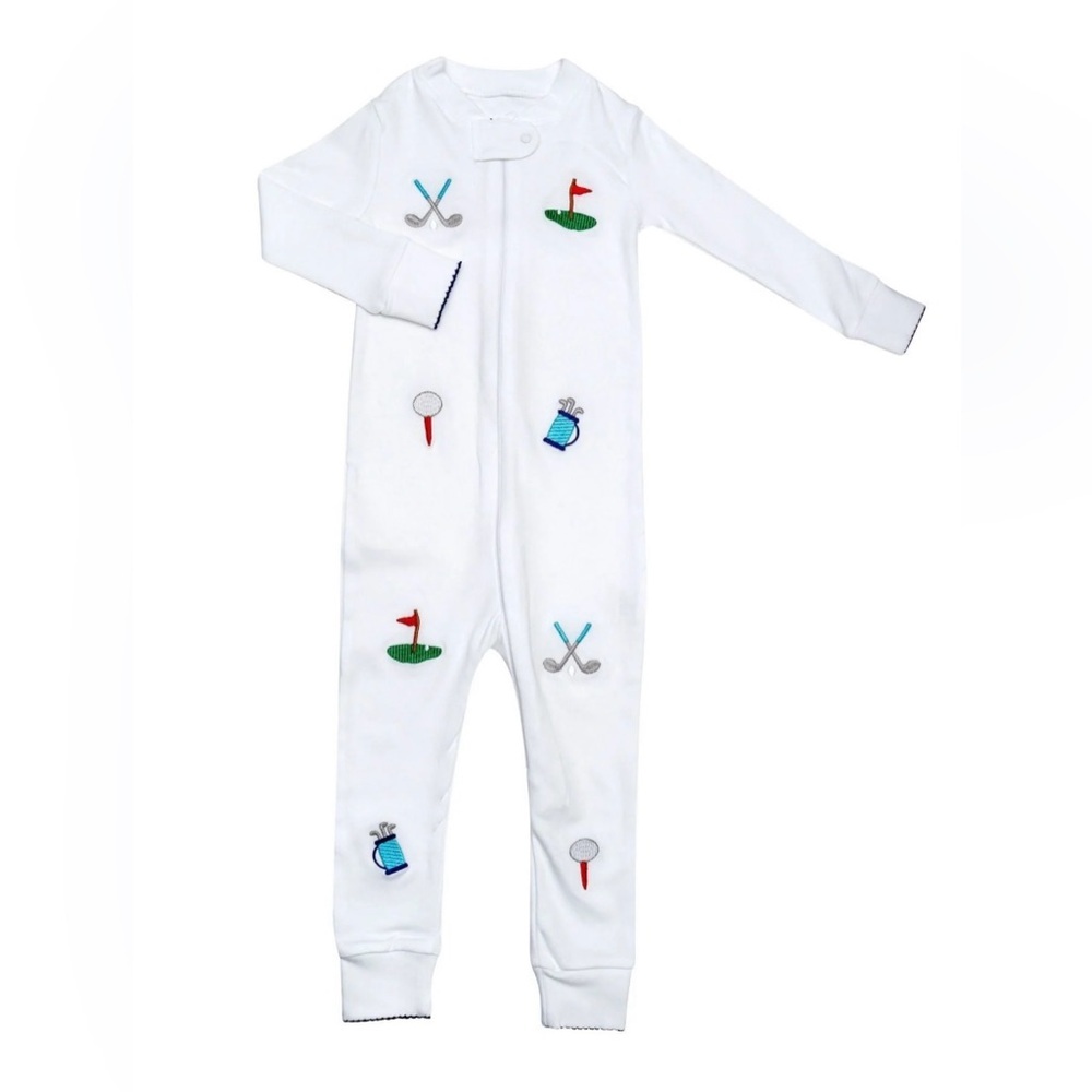 Sammy + Nat Baby Golf Embroidered Pima Cotton Zipper Romper Size 18 Mos